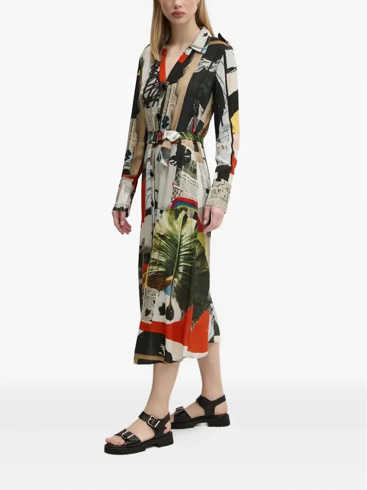 Desigual ベルト付きプリントシャツドレス - 画像1
