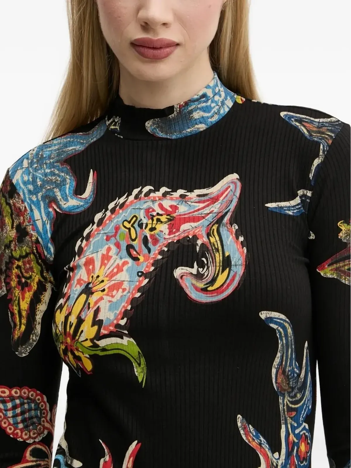 Desigual リブ編みプリントミディドレス - 画像3