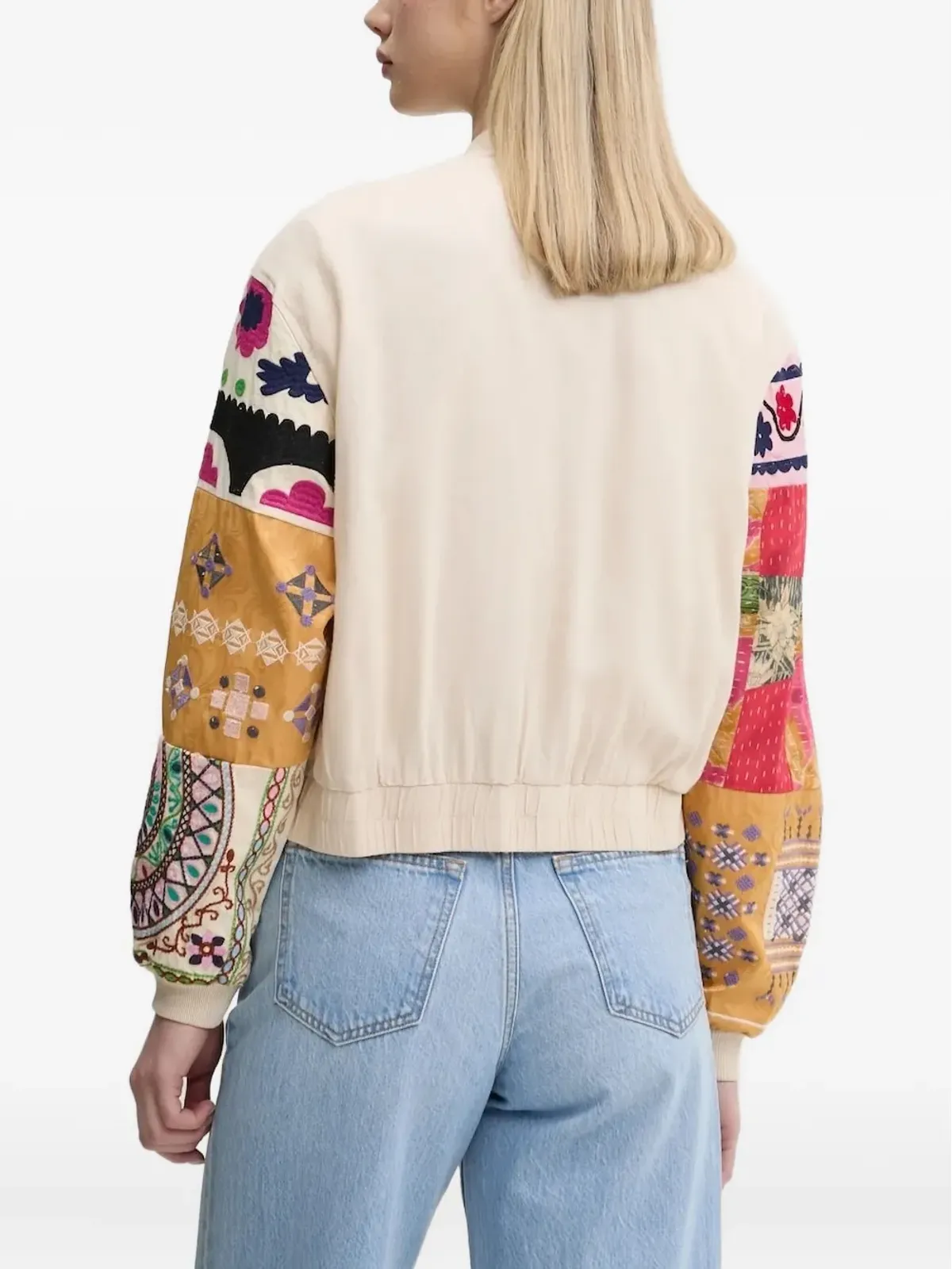 Desigual パッチワークスリーブ ボンバージャケット（ニュートラルカラー） - 画像2