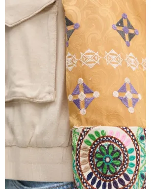 Desigual パッチワークスリーブ ボンバージャケット（ニュートラルカラー） - サムネイル4