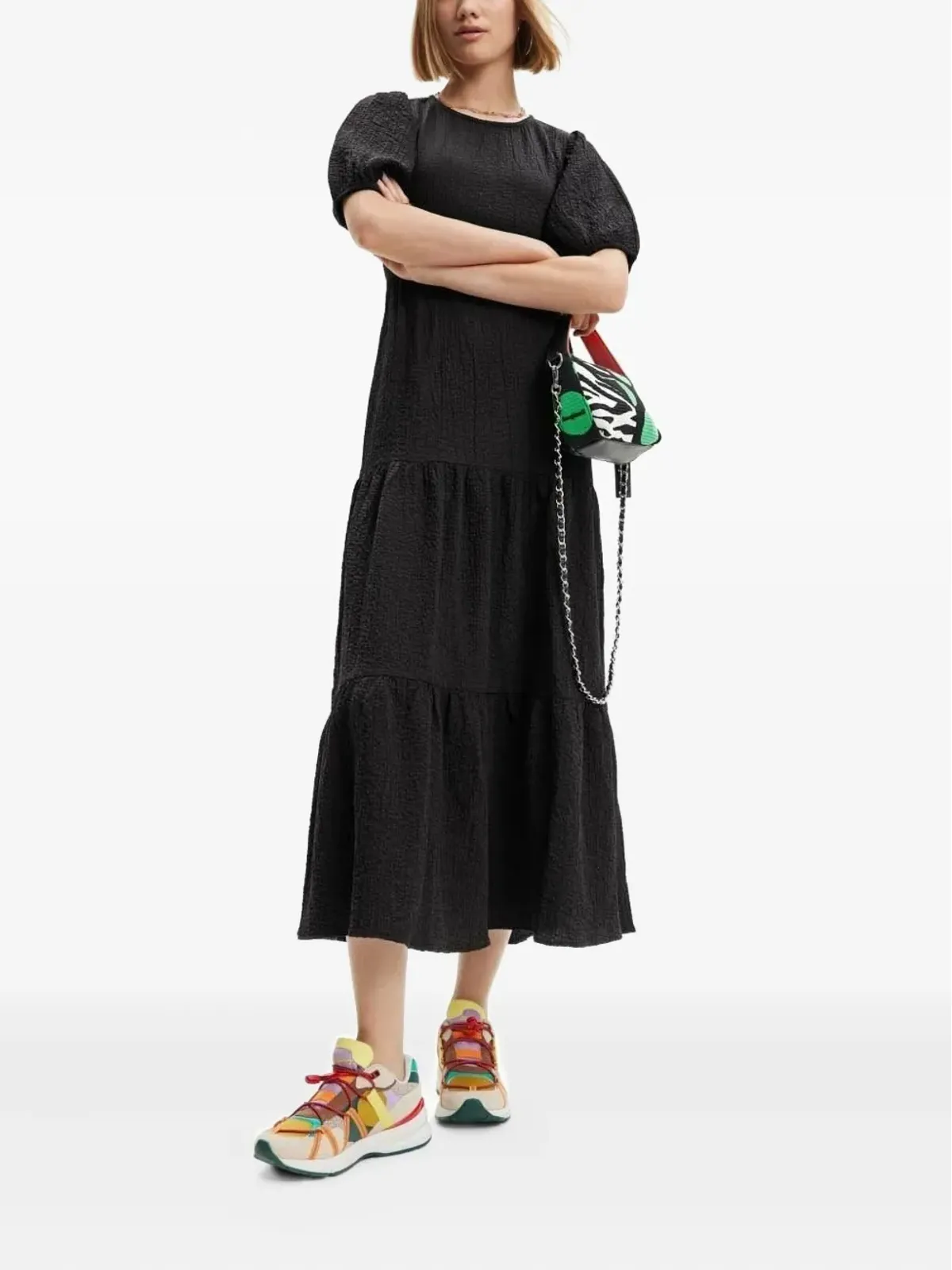 Desigual パフスリーブ オープンバック ミディドレス - 画像2