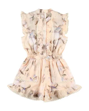 ZIMMERMANN Kids カスカディアン花柄プリントのフリル付きロンパース - サムネイル1