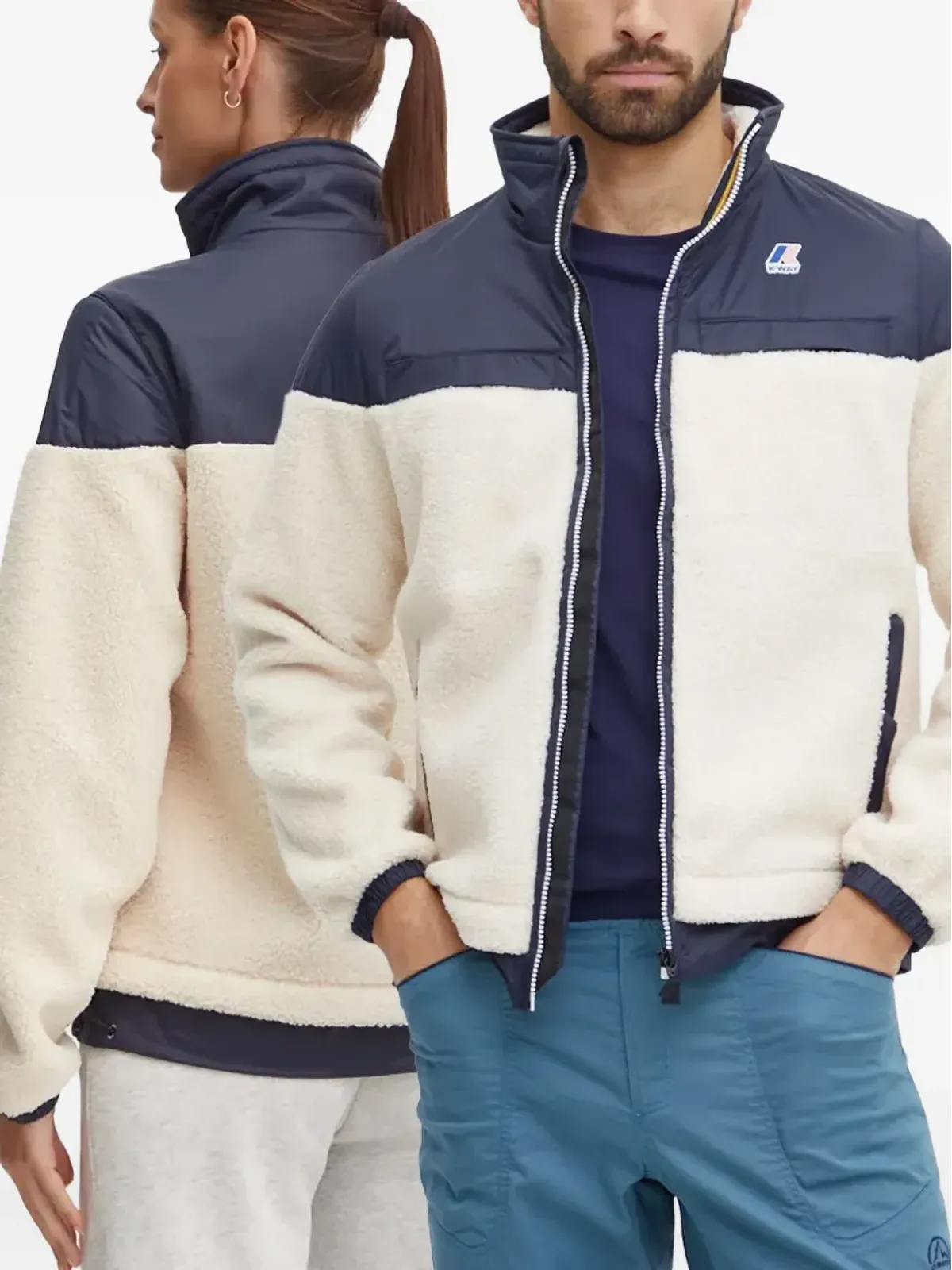 K-Way Le Vrai 3.0 Jilde Orsetto fleece-panelled zip-up jacket - Neutrals - 画像3
