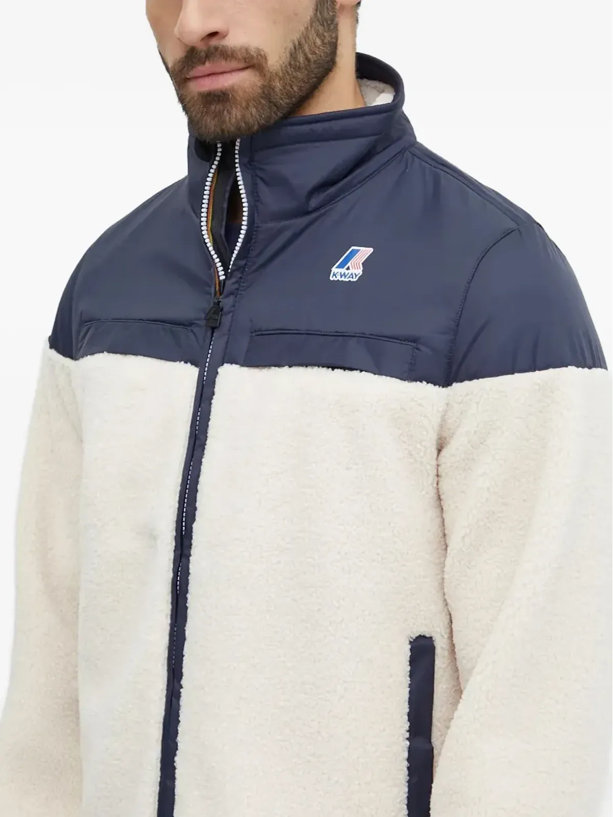 K-Way Le Vrai 3.0 Jilde Orsetto fleece-panelled zip-up jacket - Neutrals - 画像4