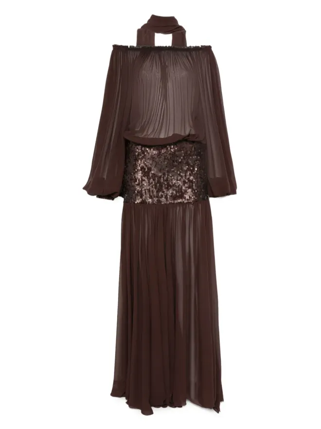 Atu Body Couture Atu Body Couture スパンコール付きオフショルダードレス（ブラウン）の商品画像