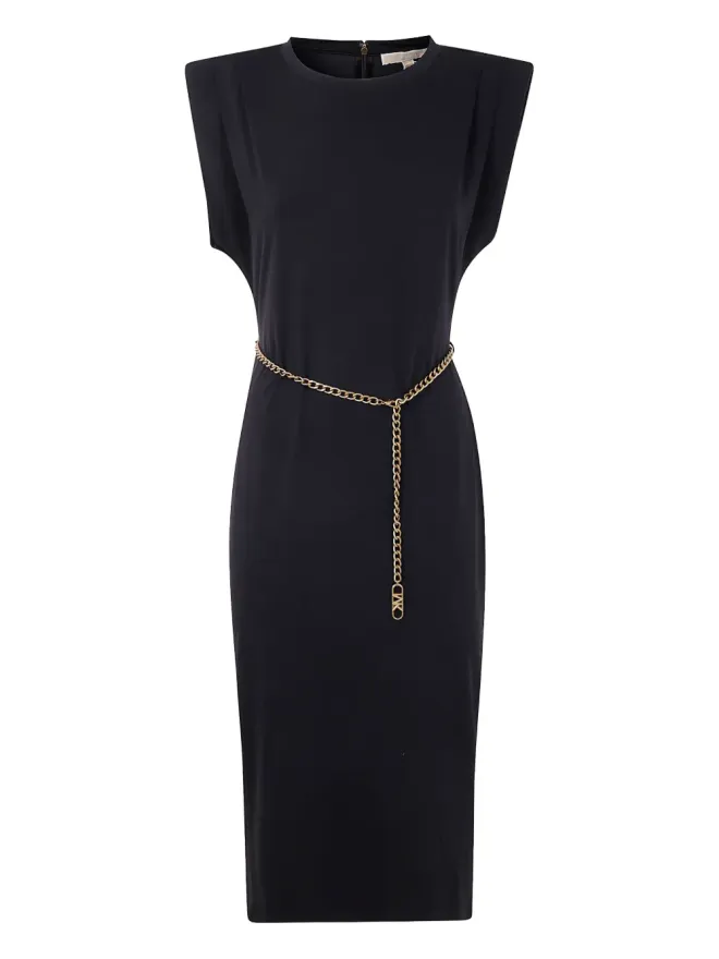 Michael Kors Michael Kors chain-belt midi dress Blackの商品画像