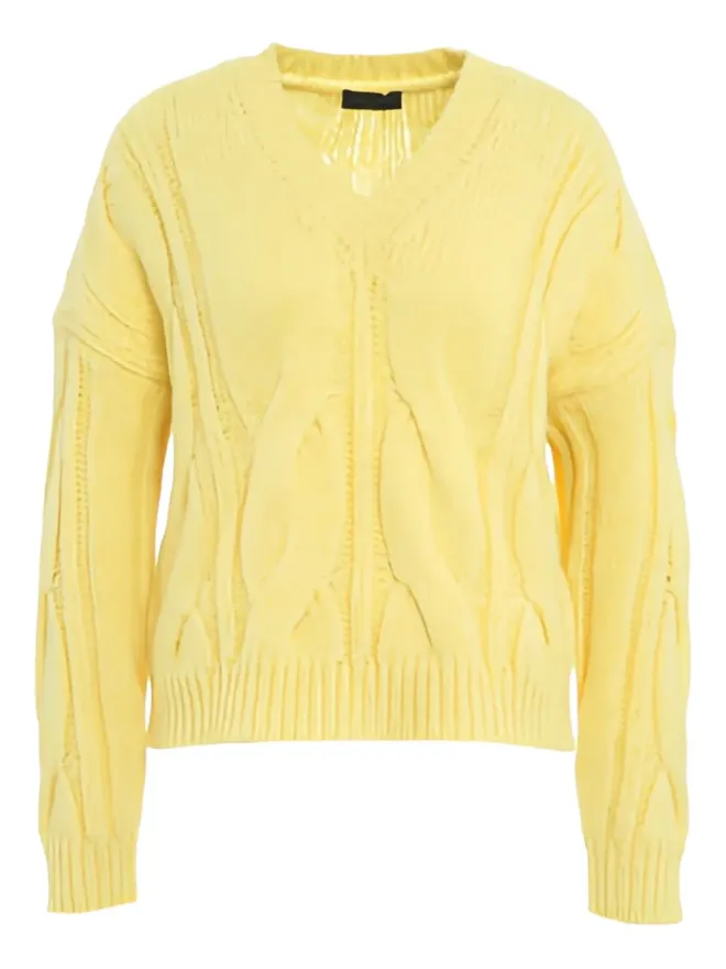 Roberto Collina Roberto Collina ケーブルニットVネックセーター イエローの商品画像