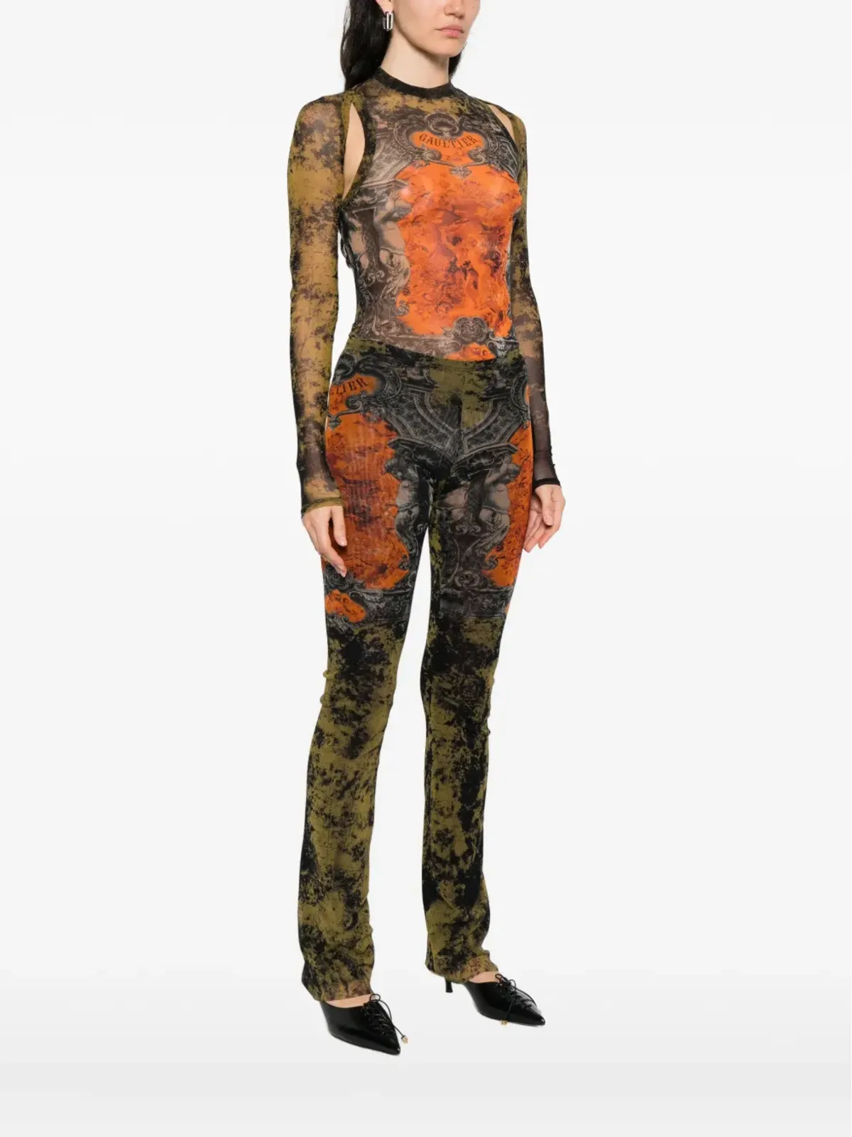 Jean Paul Gaultier プリント袖のトップス - ブラック - 画像3