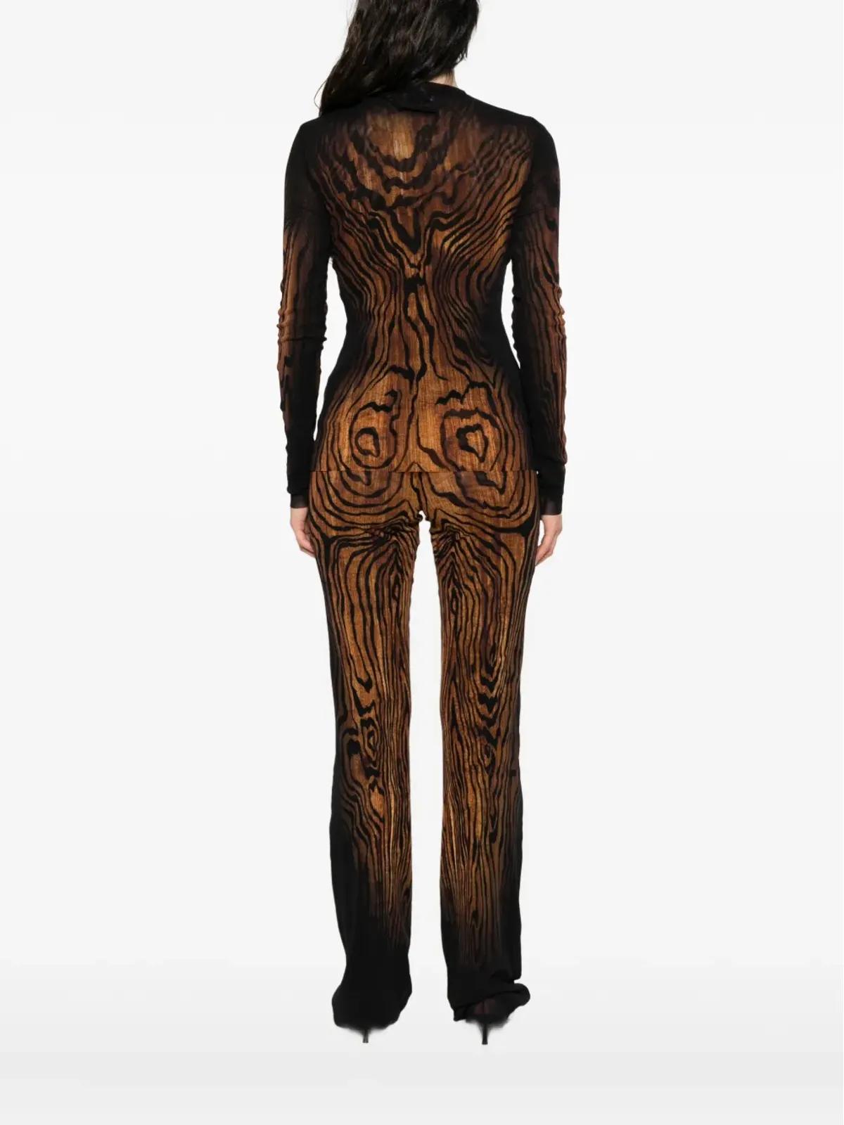 Jean Paul Gaultier 木目プリント メッシュトップ - 画像4
