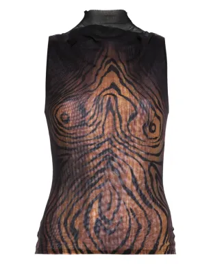 Jean Paul Gaultier ハイネック ウッドプリント トップ ブラック - サムネイル1