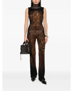 Jean Paul Gaultier ハイネック ウッドプリント トップ ブラック - サムネイル2
