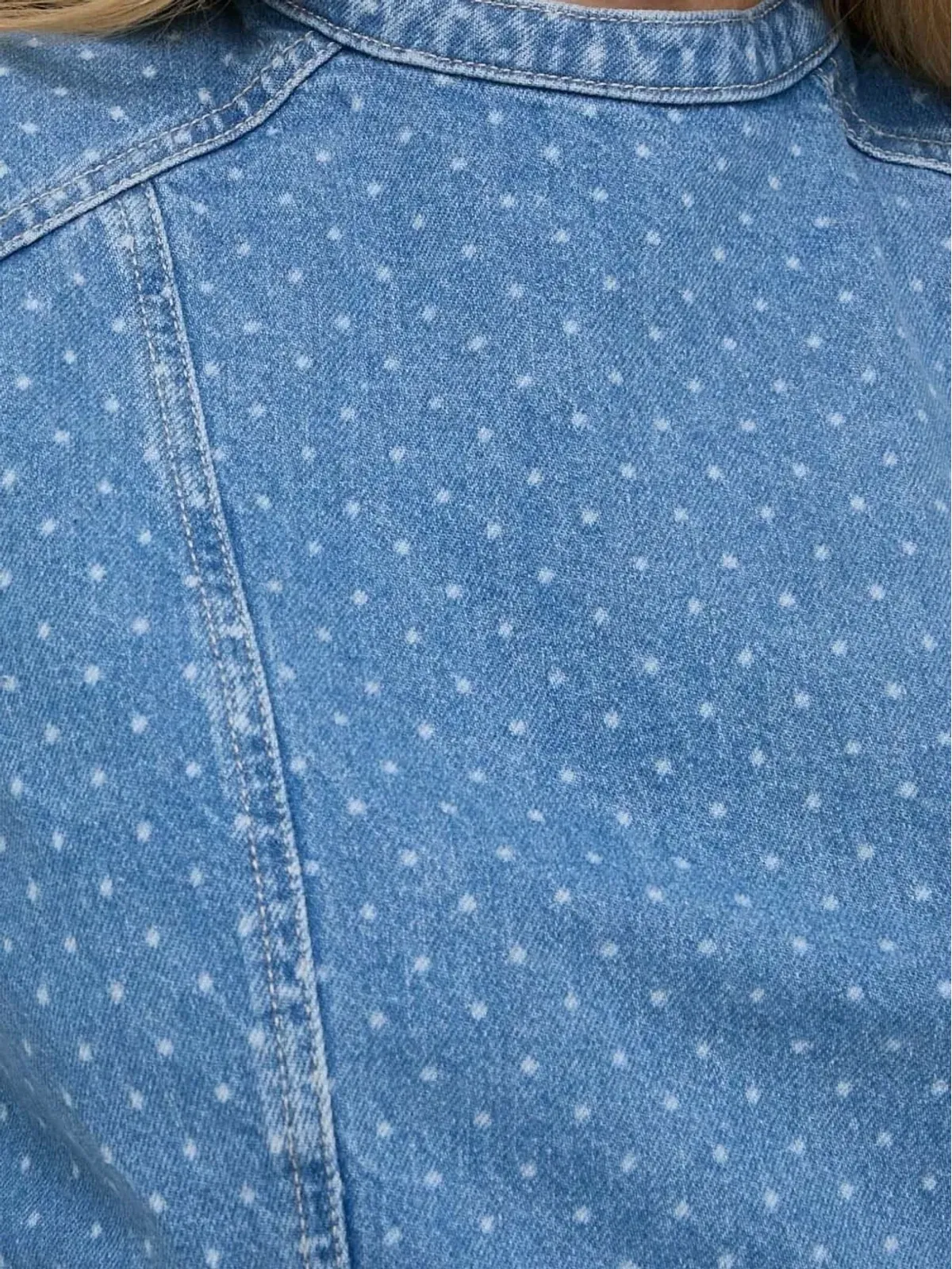 Custommade ドット柄パネルデニムトップス - 画像4