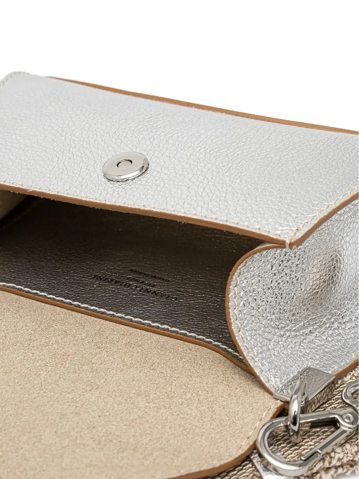 GIANNI CHIARINI Margot メタリックレザー フリンジストラップ クロスボディバッグ - 画像4