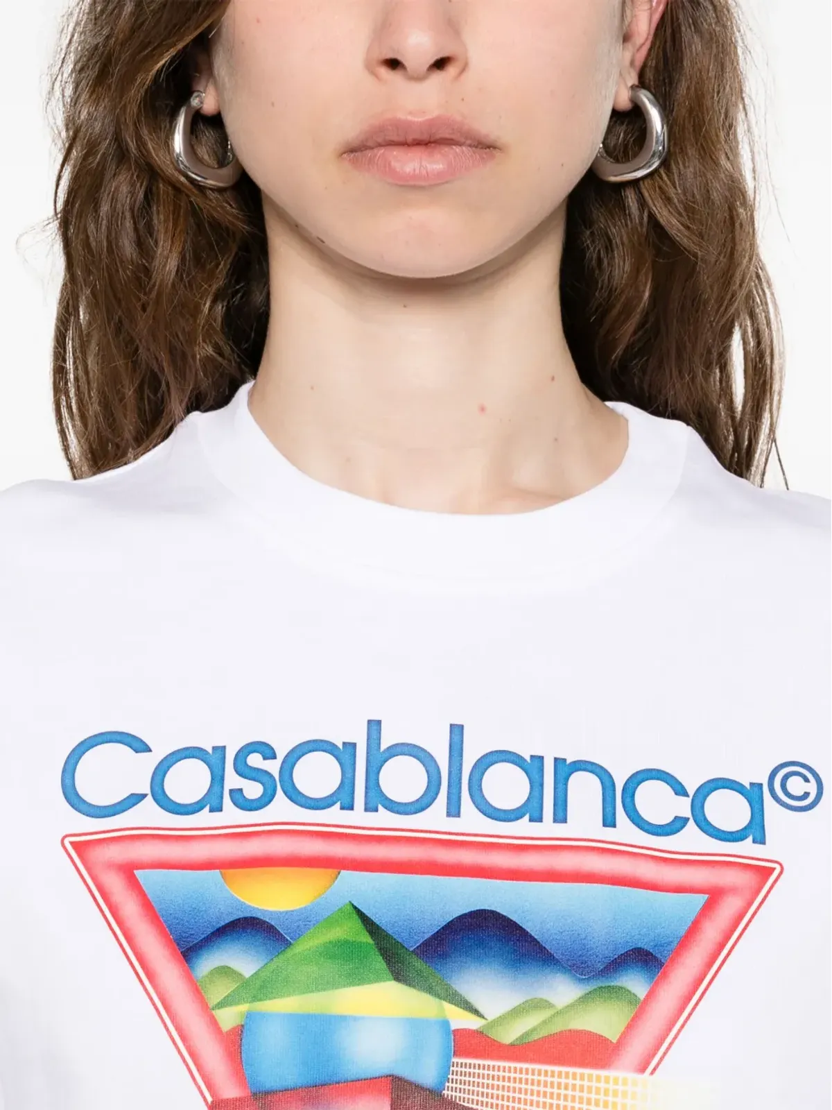 Casablanca テニス・クラブ アイコン トライアングルプリント Tシャツ ホワイト - 画像5