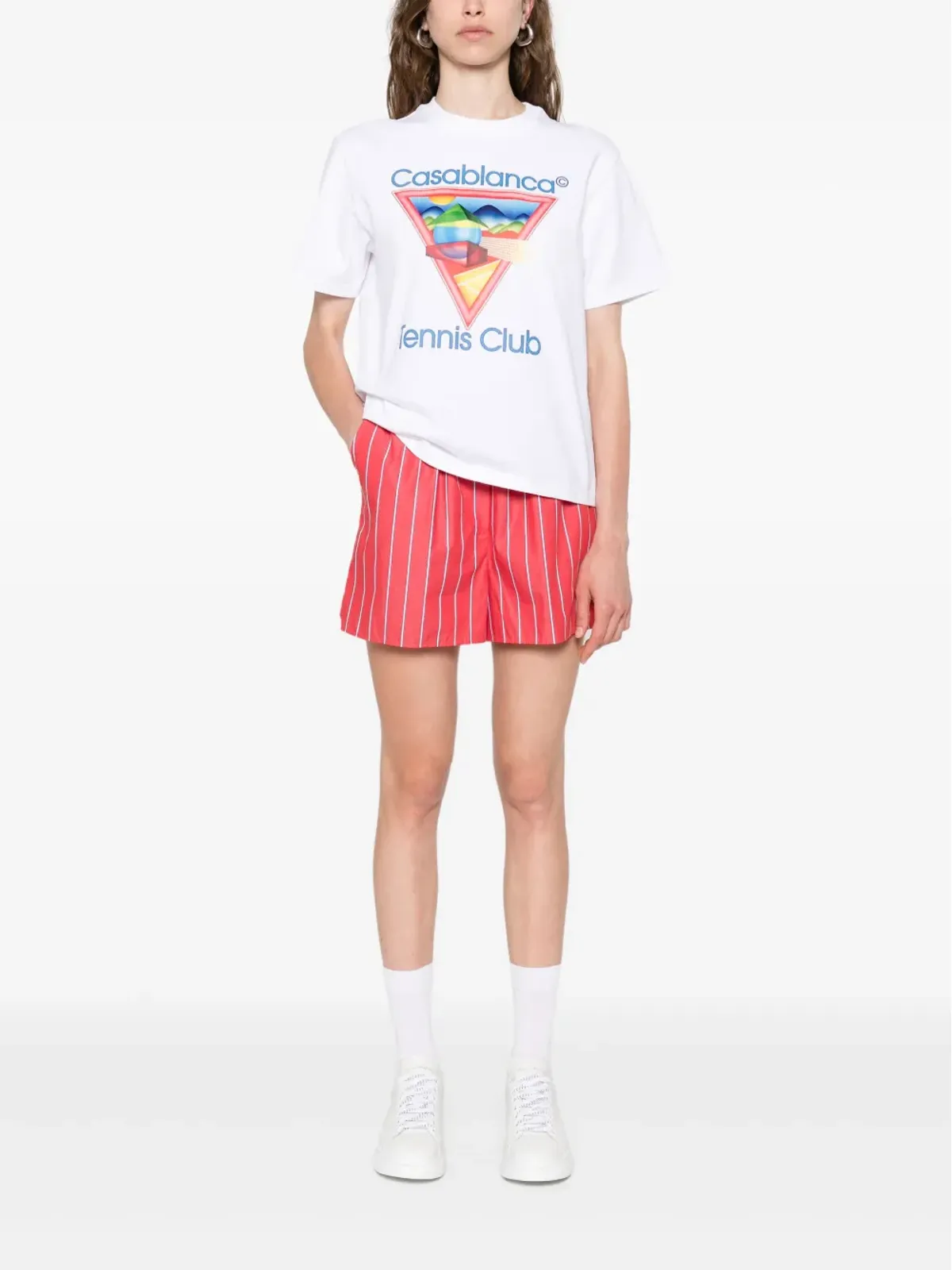 Casablanca テニス・クラブ アイコン トライアングルプリント Tシャツ ホワイト - 画像2