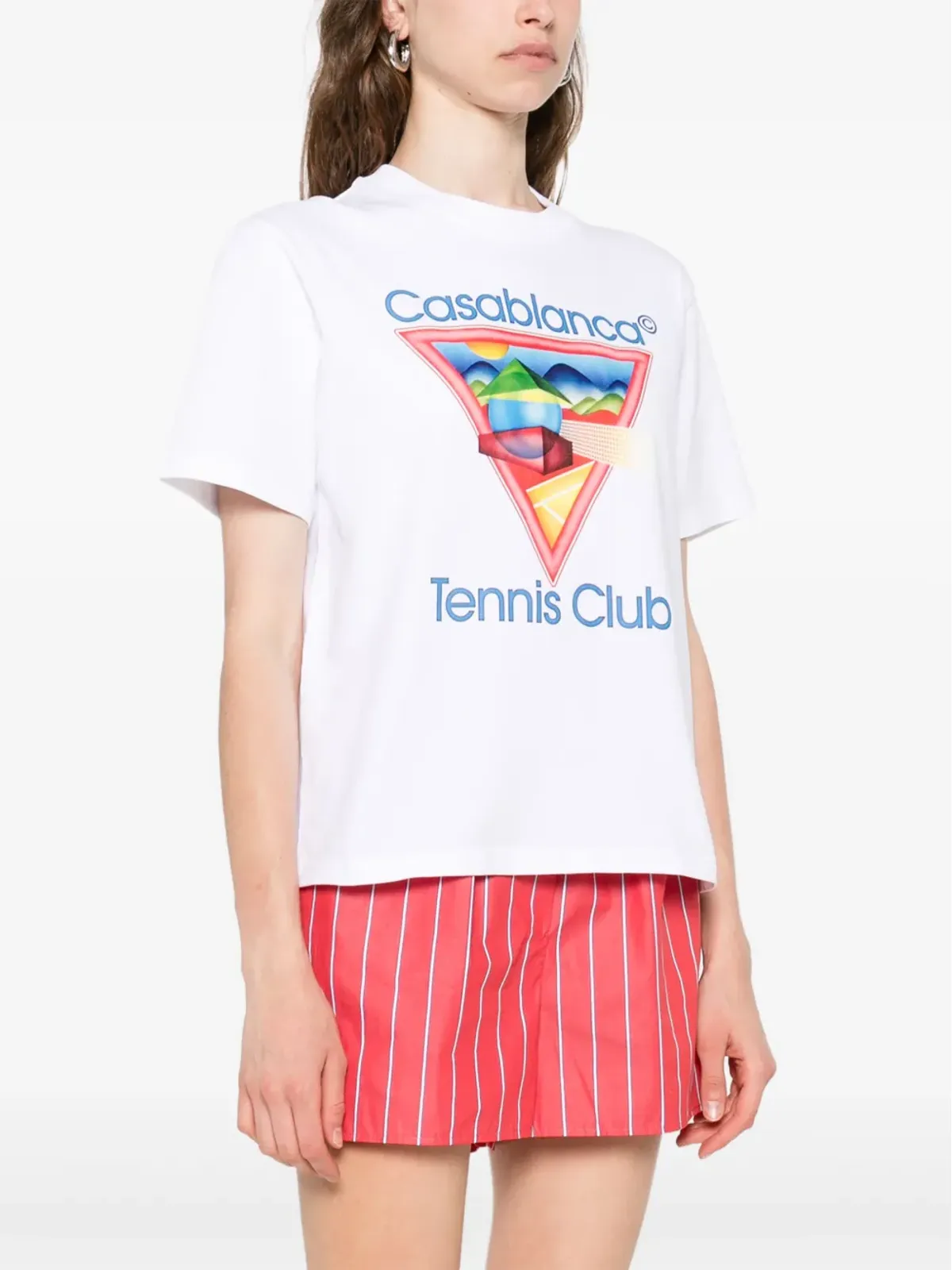 Casablanca テニス・クラブ アイコン トライアングルプリント Tシャツ ホワイト - 画像3