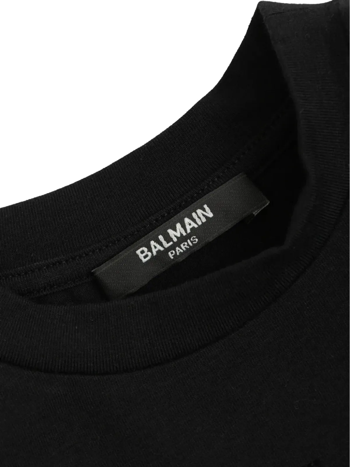 Balmain Kids クリスタル装飾ショートスリーブトップ（ブラック） - 画像3