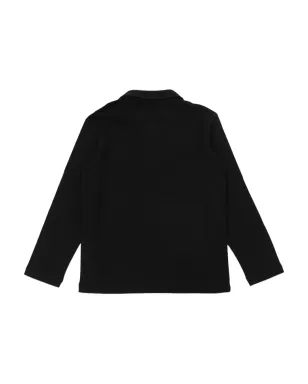 Balmain Kids ロゴテープ付き長袖ポロシャツ（ブラック） - サムネイル2