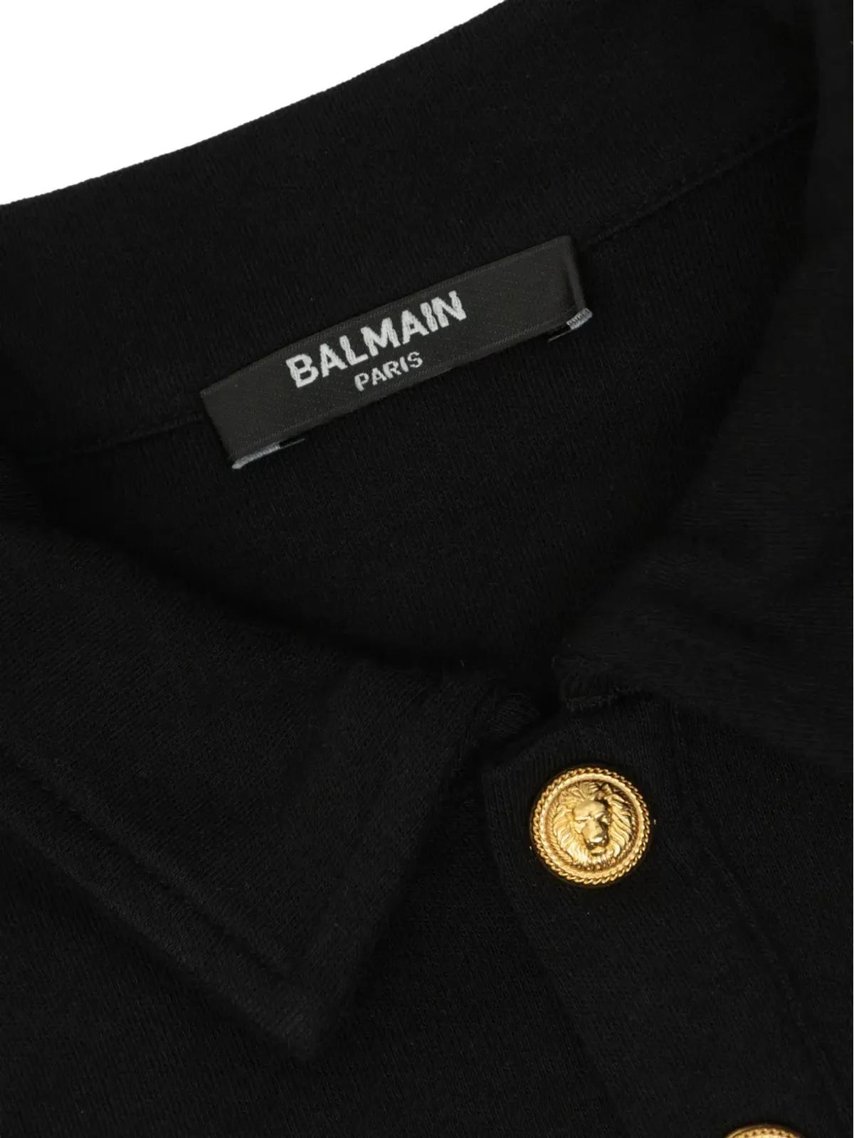 Balmain Kids ロゴテープ付き長袖ポロシャツ（ブラック） - 画像3