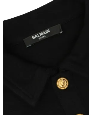 Balmain Kids ロゴテープ付き長袖ポロシャツ（ブラック） - サムネイル3