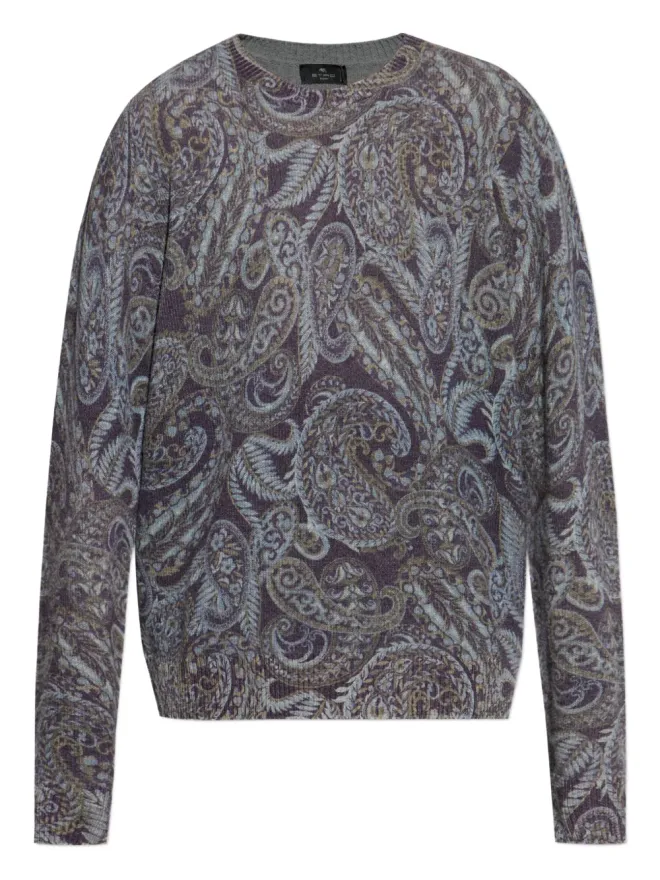 ETRO ETRO ペイズリーパターンのリブ編みウールセーター - グレーの商品画像
