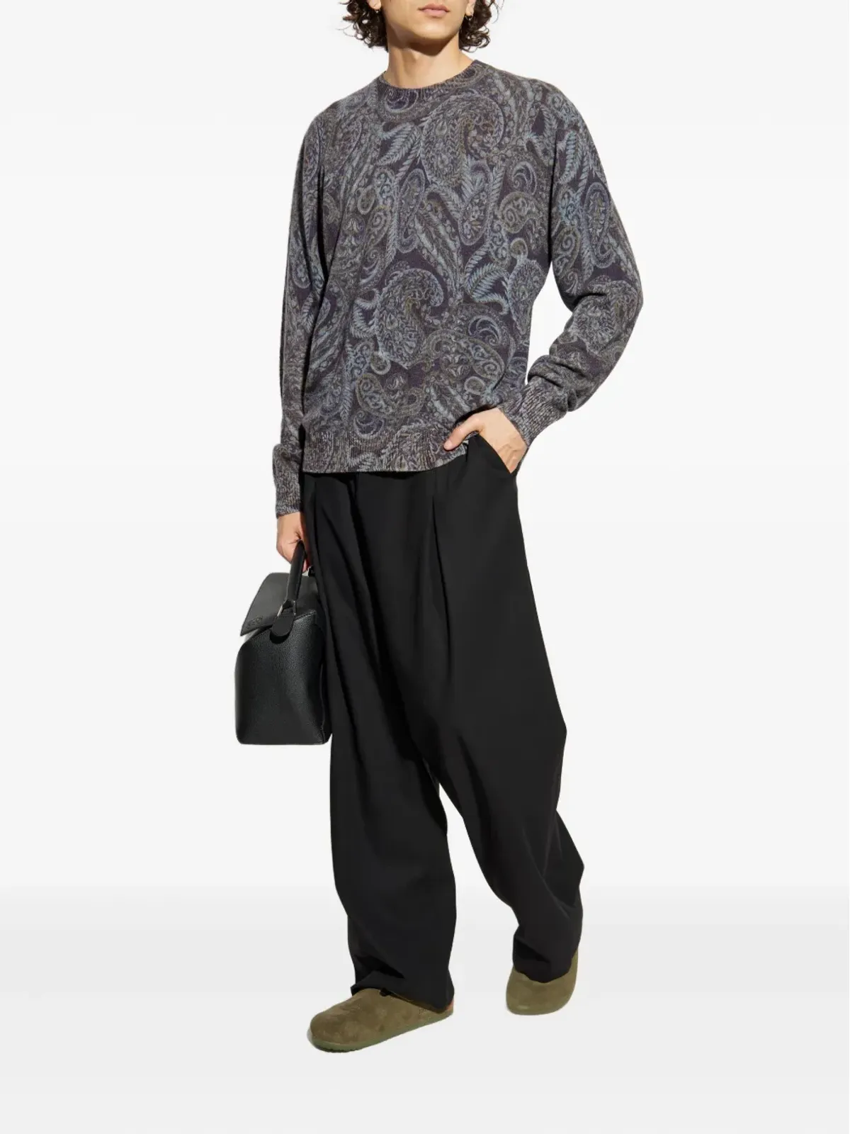 ETRO ペイズリーパターンのリブ編みウールセーター - グレー - 画像2