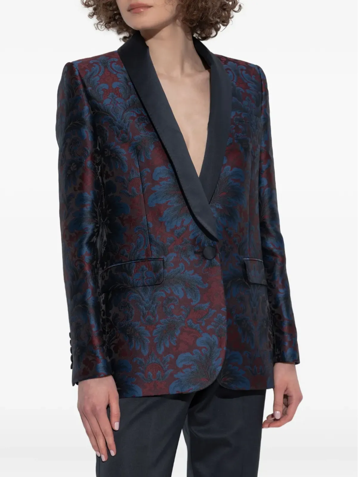 ETRO ペイズリーパターンのショールカラー・ラペル ブレザー - ブルー - 画像3