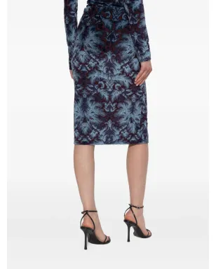 ETRO ダマスク柄ベルベットのミディスカート - サムネイル4