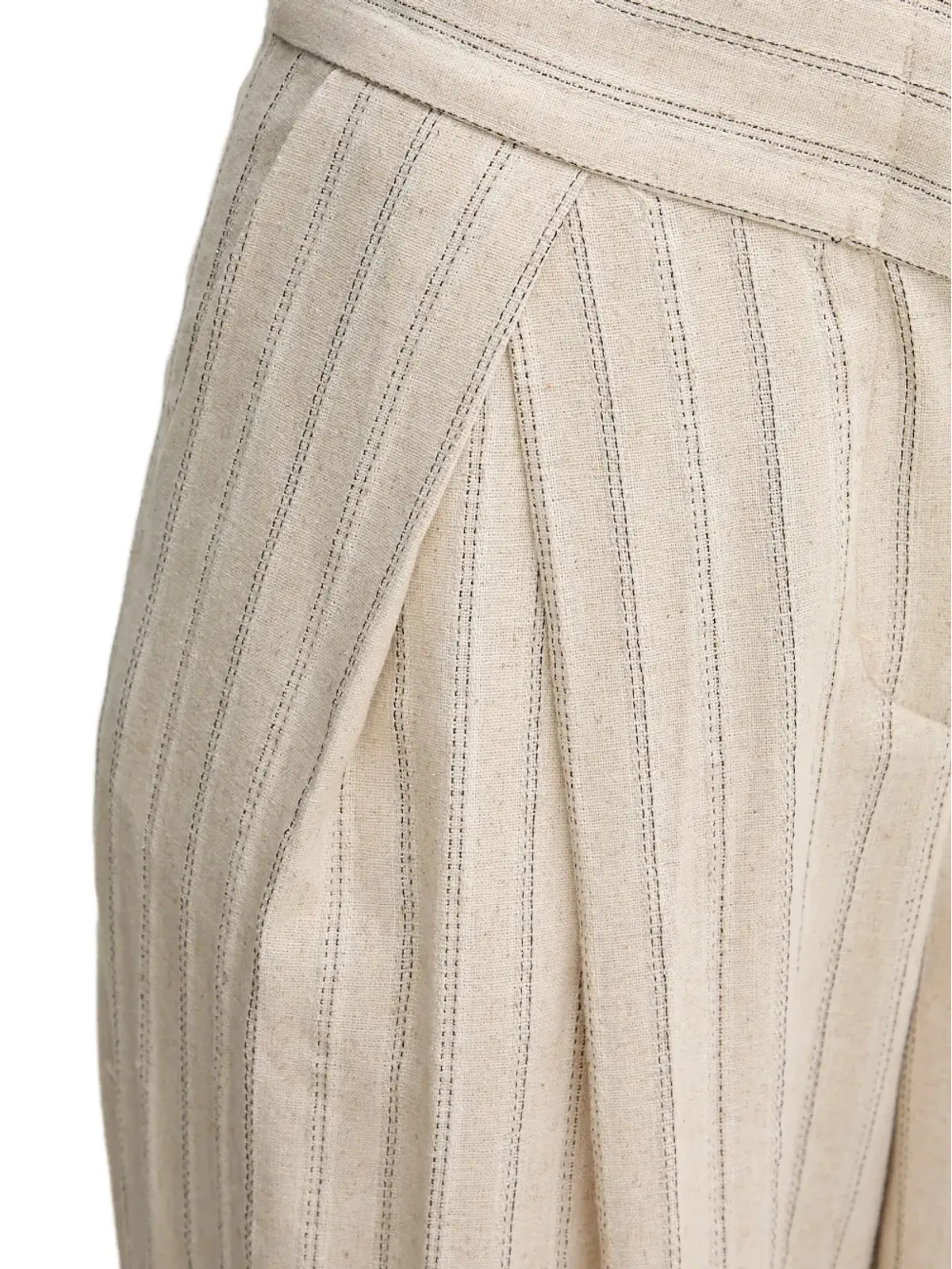 Hoss Intropia ベージュのピンストライププリーツパンツ - 画像4