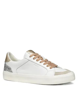 Geox Emmeleny グリッターパネル レザー スニーカー - White - サムネイル1
