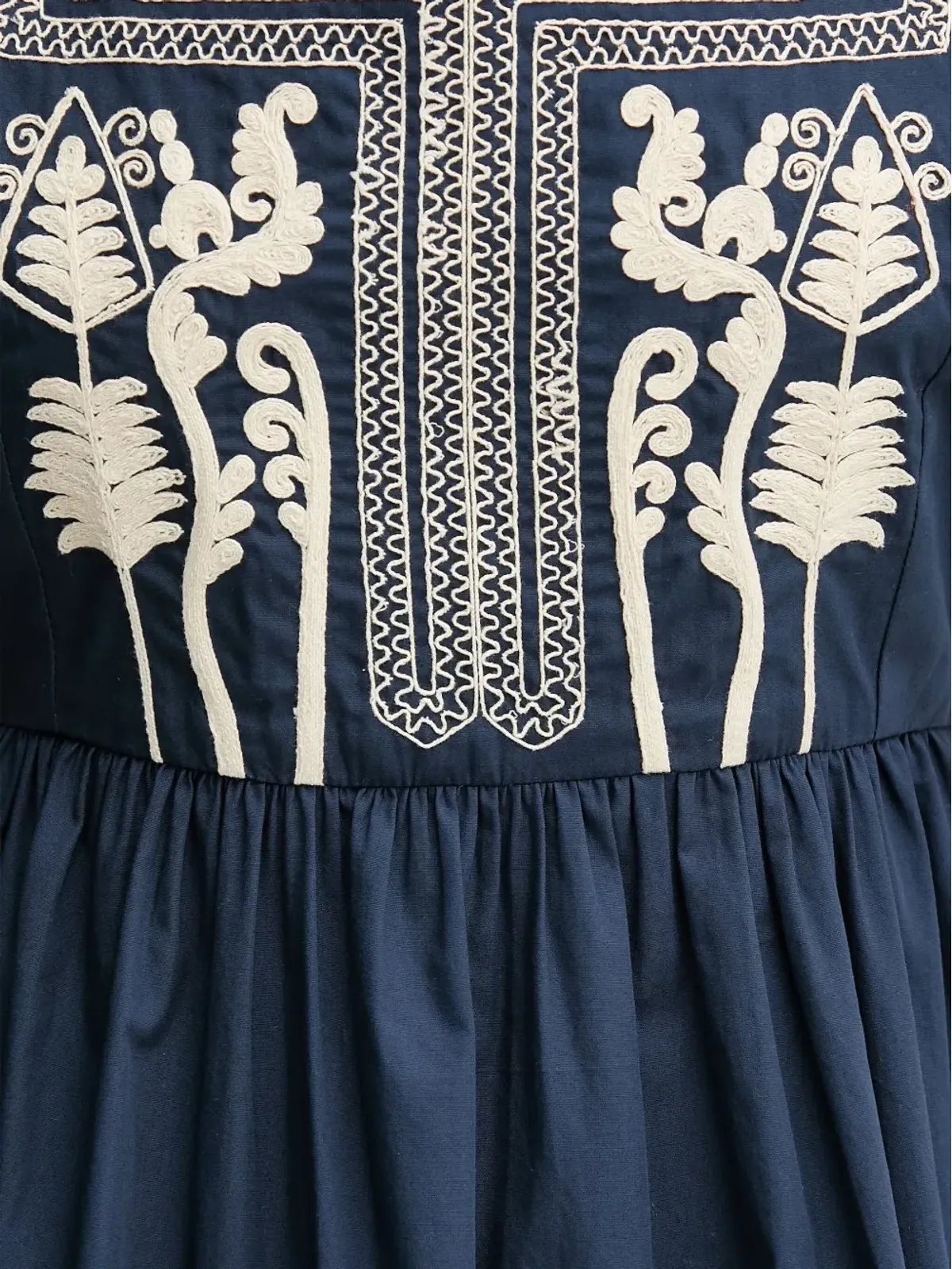 Hoss Intropia 刺繍入りパフスリーブ ミディドレス - ネイビー - 画像4