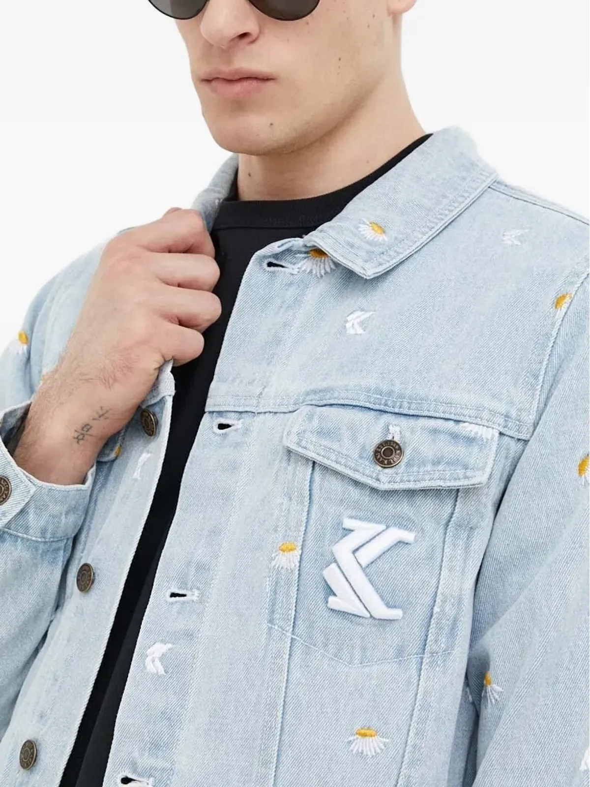 Karl Kani デイジー刺繍デニムジャケット - 画像3