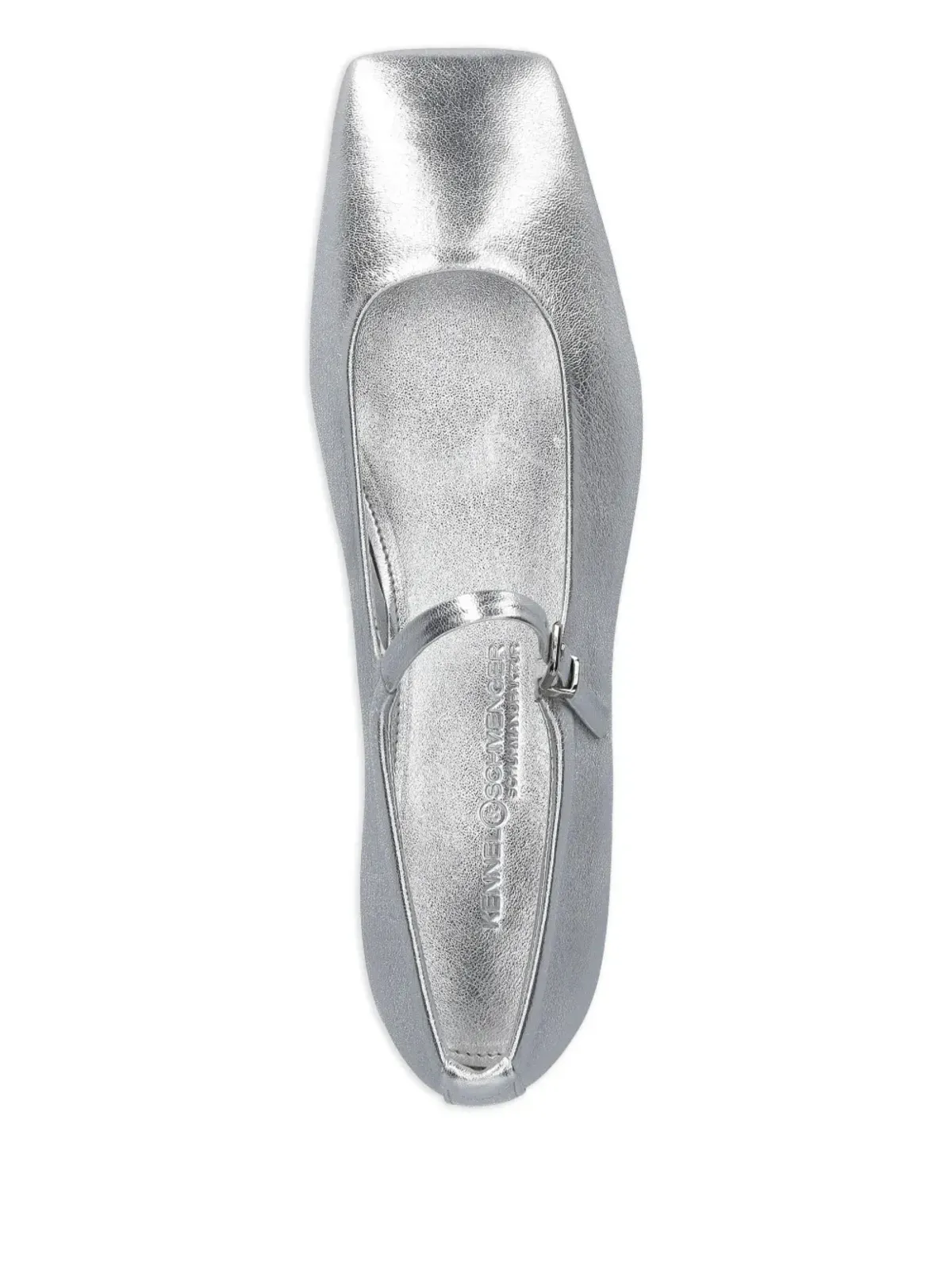 Kennel & Schmenger buckle-strap square-toe ballet flats - Silver - 画像3