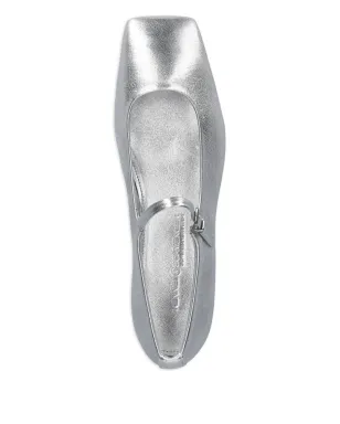 Kennel & Schmenger buckle-strap square-toe ballet flats - Silver - サムネイル3
