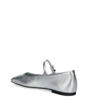 Kennel & Schmenger buckle-strap square-toe ballet flats - Silver - サムネイル4
