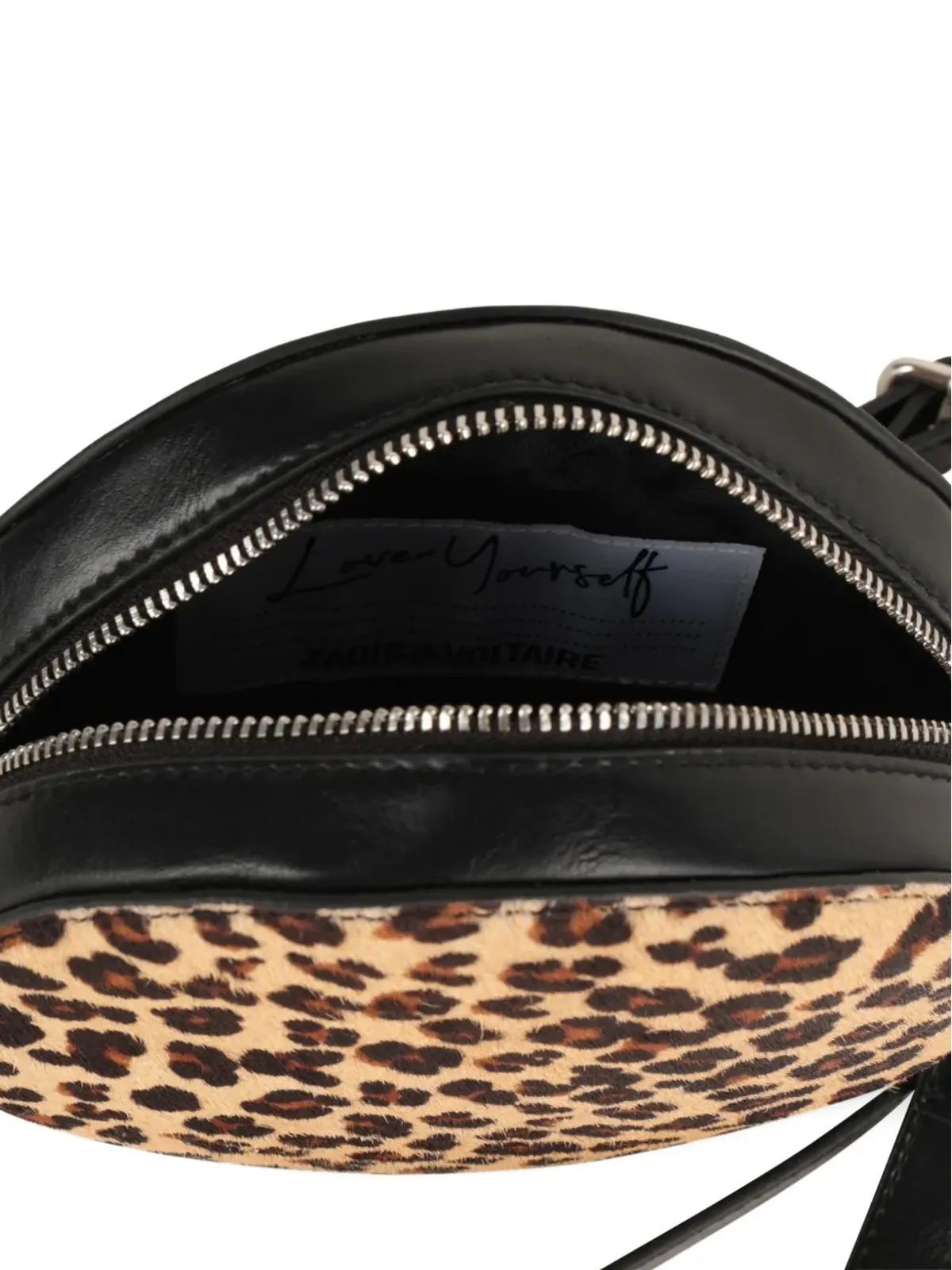 Zadig & Voltaire Kids leopard-print circular shoulder bag - Black - 画像3