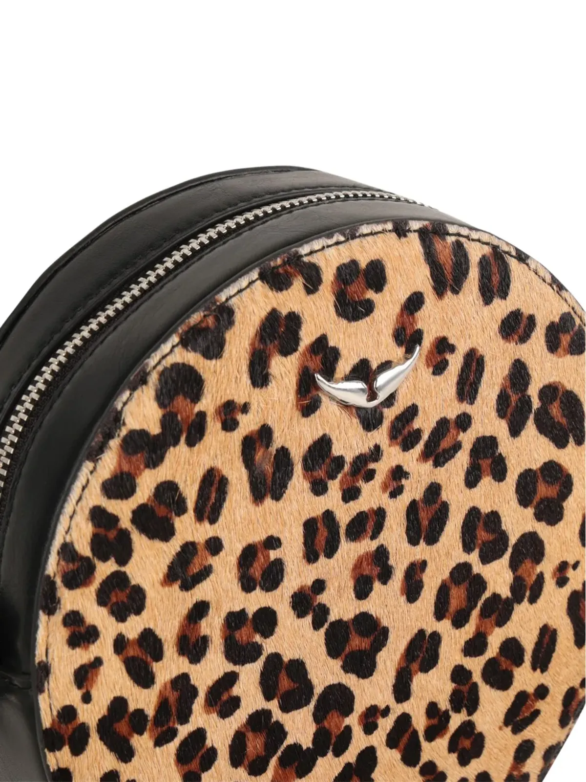 Zadig & Voltaire Kids leopard-print circular shoulder bag - Black - 画像4