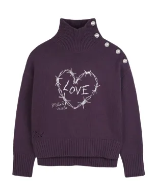 Zadig & Voltaire Kids ハート刺繍入りタートルネックセーター - サムネイル1