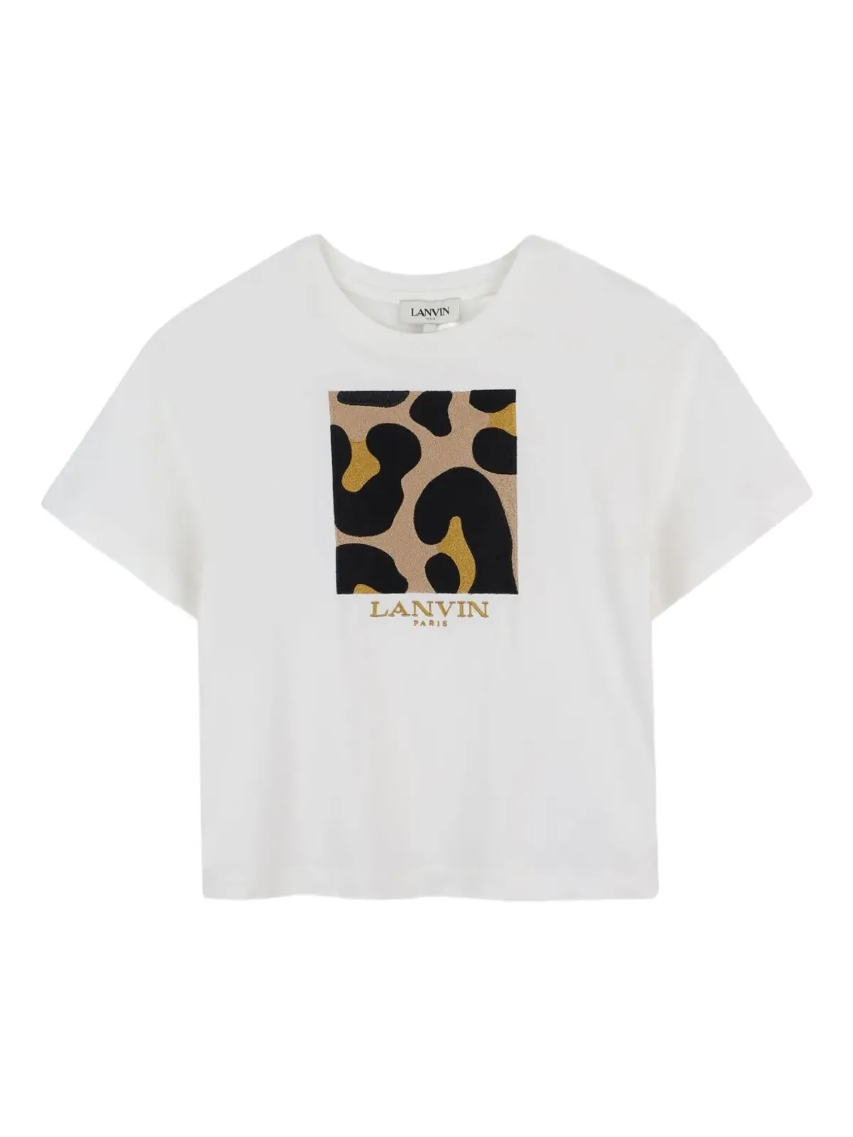 Lanvin Enfant レオパードプリント スクエアロゴ Tシャツ - 画像1