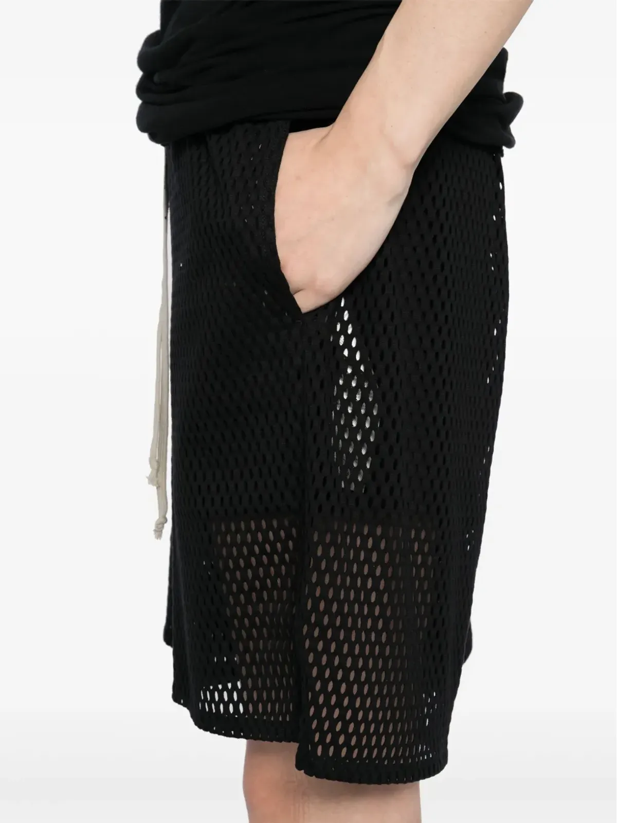 Rick Owens X Champion コットン ドロップクロッチショーツ（ブラック） - 画像5