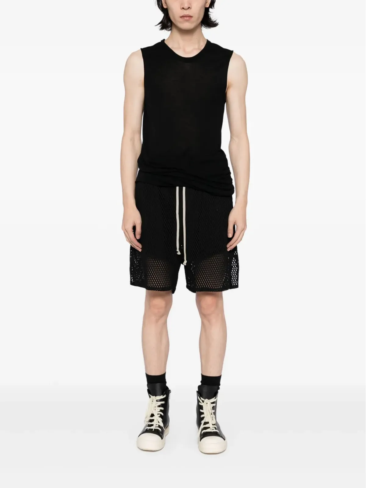 Rick Owens X Champion コットン ドロップクロッチショーツ（ブラック） - 画像2