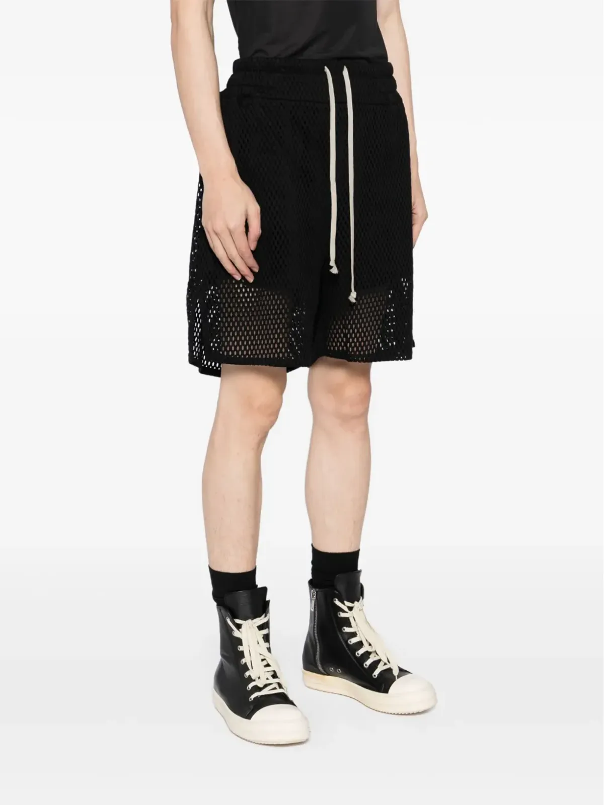 Rick Owens X Champion コットン ドロップクロッチショーツ（ブラック） - 画像3