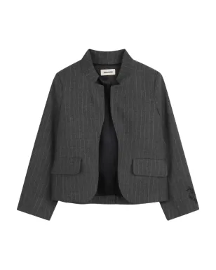 Zadig & Voltaire Kids ピンストライプ柄ブレザー（グレー） - サムネイル1