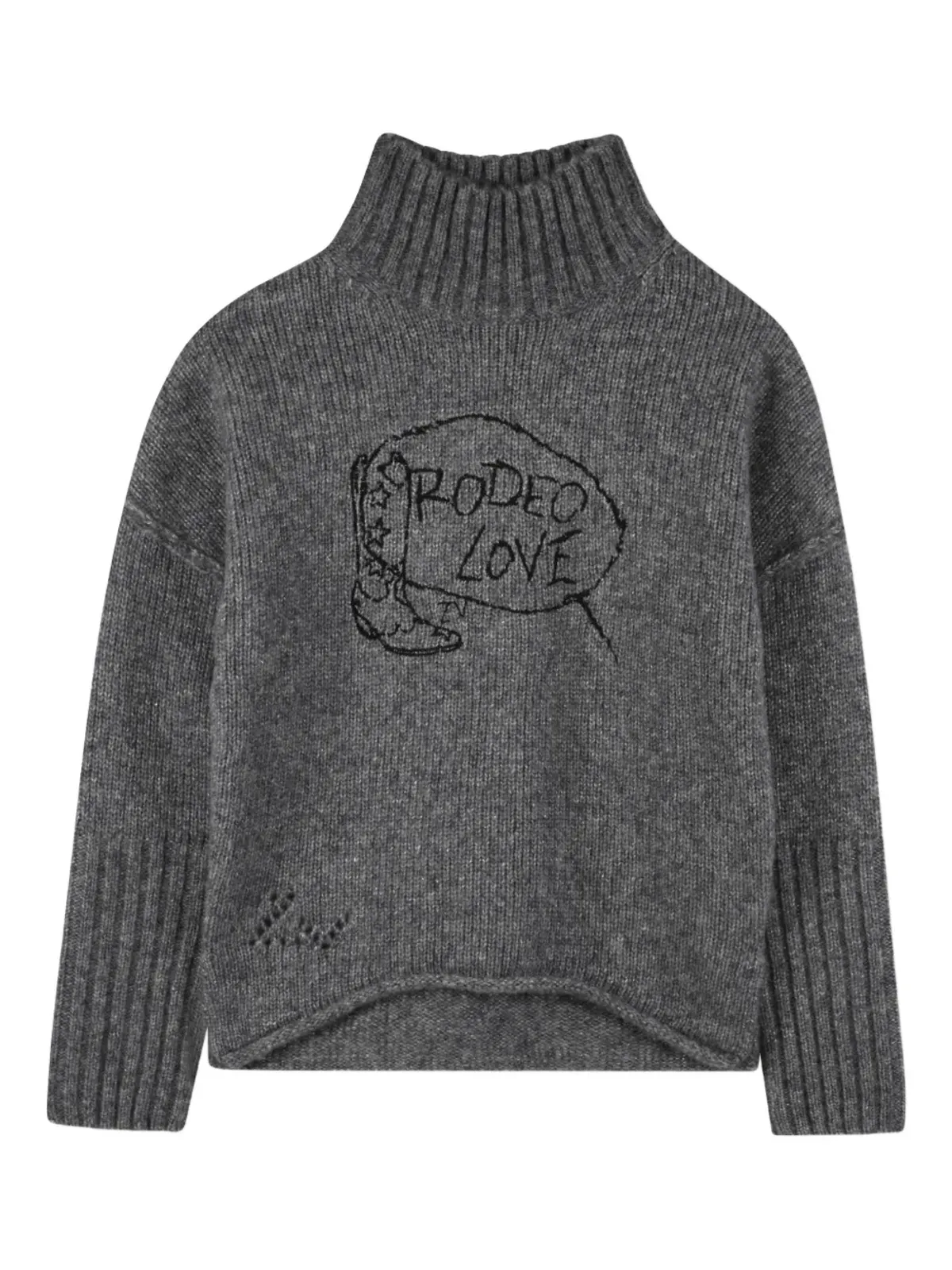 Zadig & Voltaire Kids タートルネック刺繍セーター - グレー - 画像1