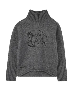 Zadig & Voltaire Kids タートルネック刺繍セーター - グレー - サムネイル1