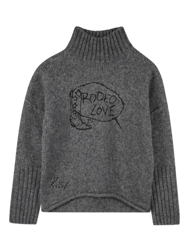 Zadig & Voltaire Kids Zadig & Voltaire Kids タートルネック刺繍セーター - グレーの商品画像