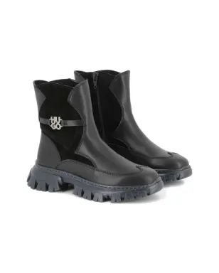 HUGO KIDS logo-plaque ankle boots - Black - サムネイル1