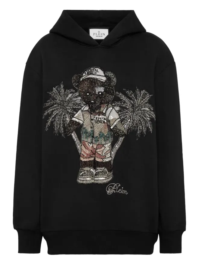 Philipp Plein Philipp Plein テディベアモチーフ パームツリーモチーフ装飾フーディーの商品画像