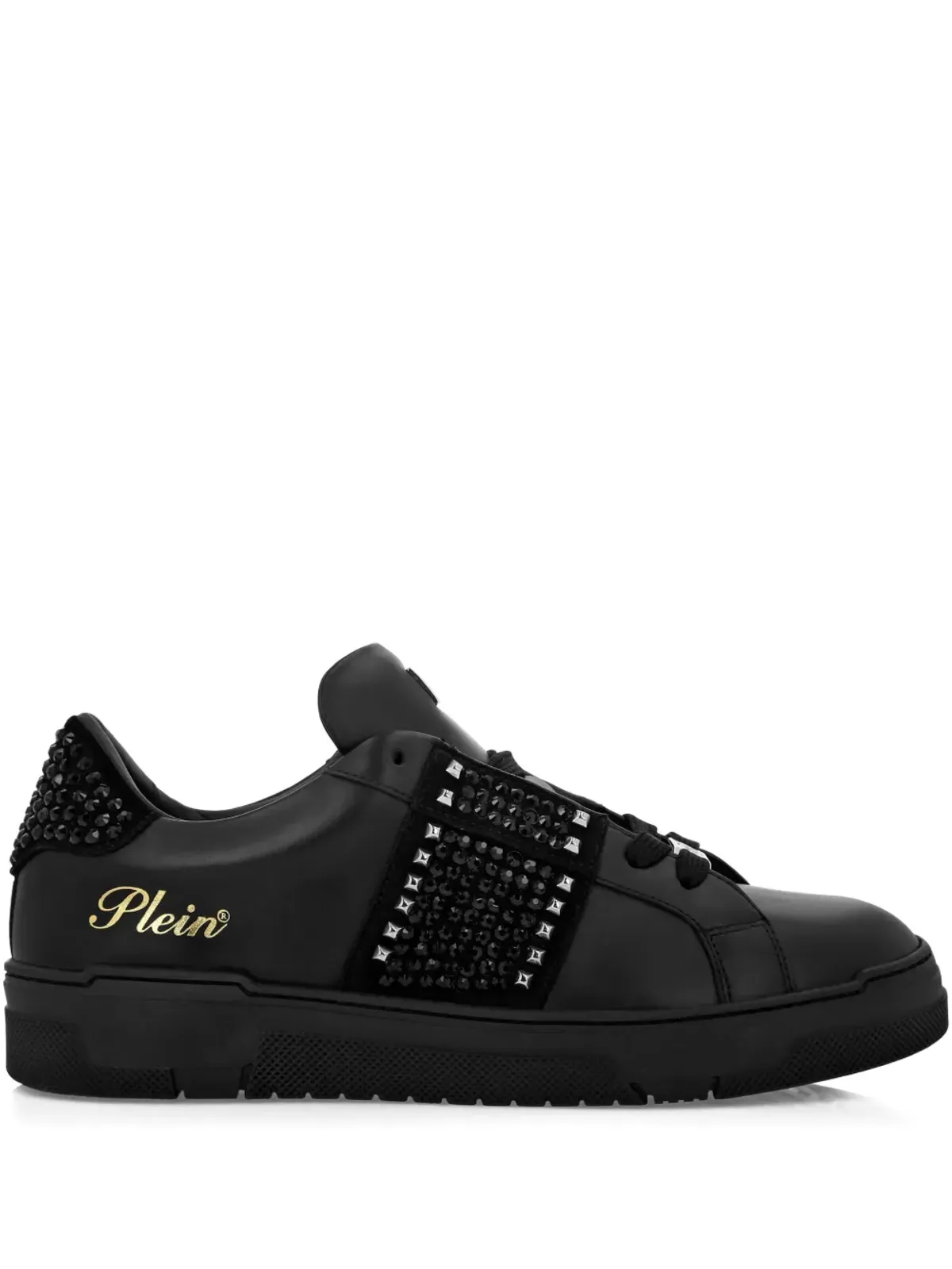 Philipp Plein ストラススタッズ レザー スニーカー - 画像1