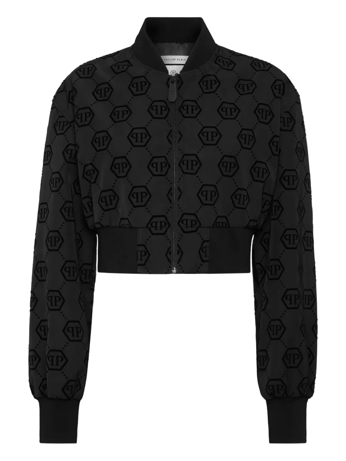 Philipp Plein モノグラムフロック加工ボンバージャケット ブラック - 画像1